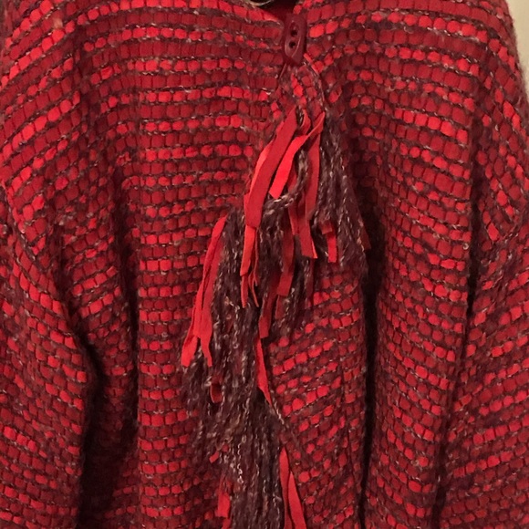 Vintage 80s Woven Red Suede Fringed Jacket, M - Picture 10 of 16